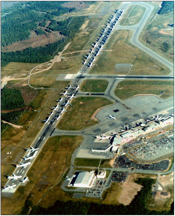 Aerial shot of Halifax Stanfield International Airport on September 11, 2001